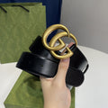 DOUBLE G MARMONT GOLD BUCKLE 40MM BLACK LEATHER