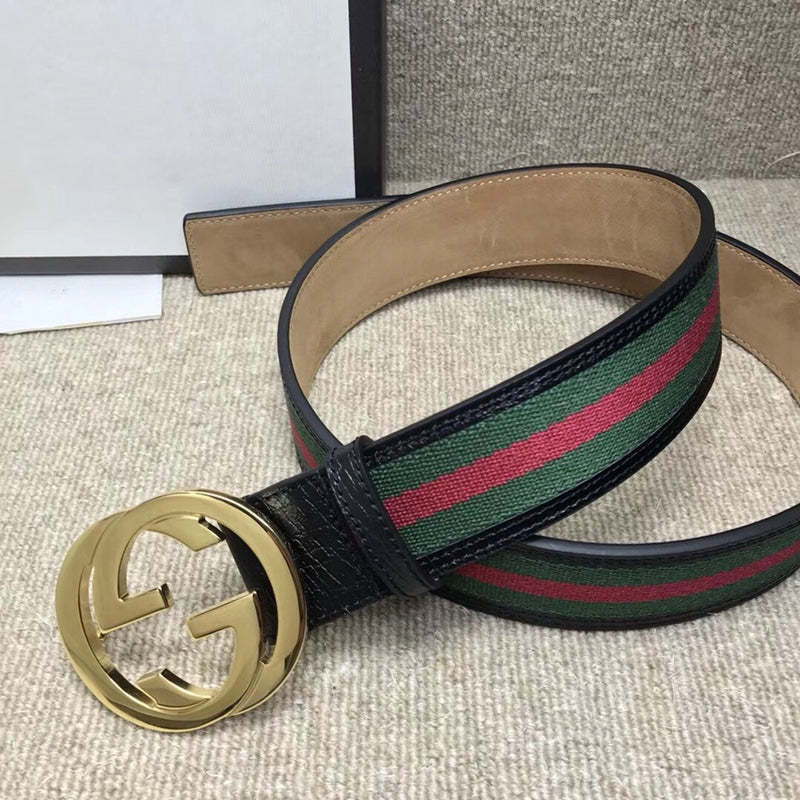 GG BELT DOUBLE G BUCKLE CANVAS FABRIC WIRE 3.8CM