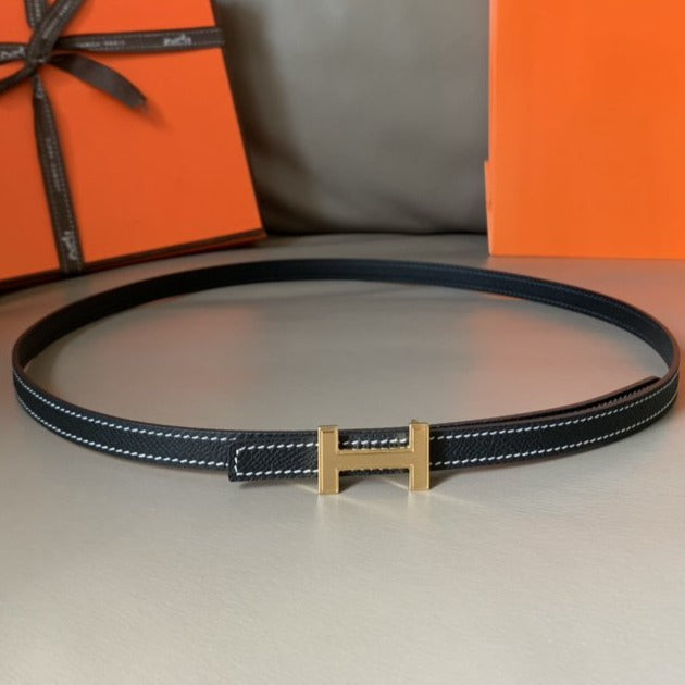 FOCUS BELT GOLD BUCKLE BLACK REVERSIBLE LEATHER 1.3CM