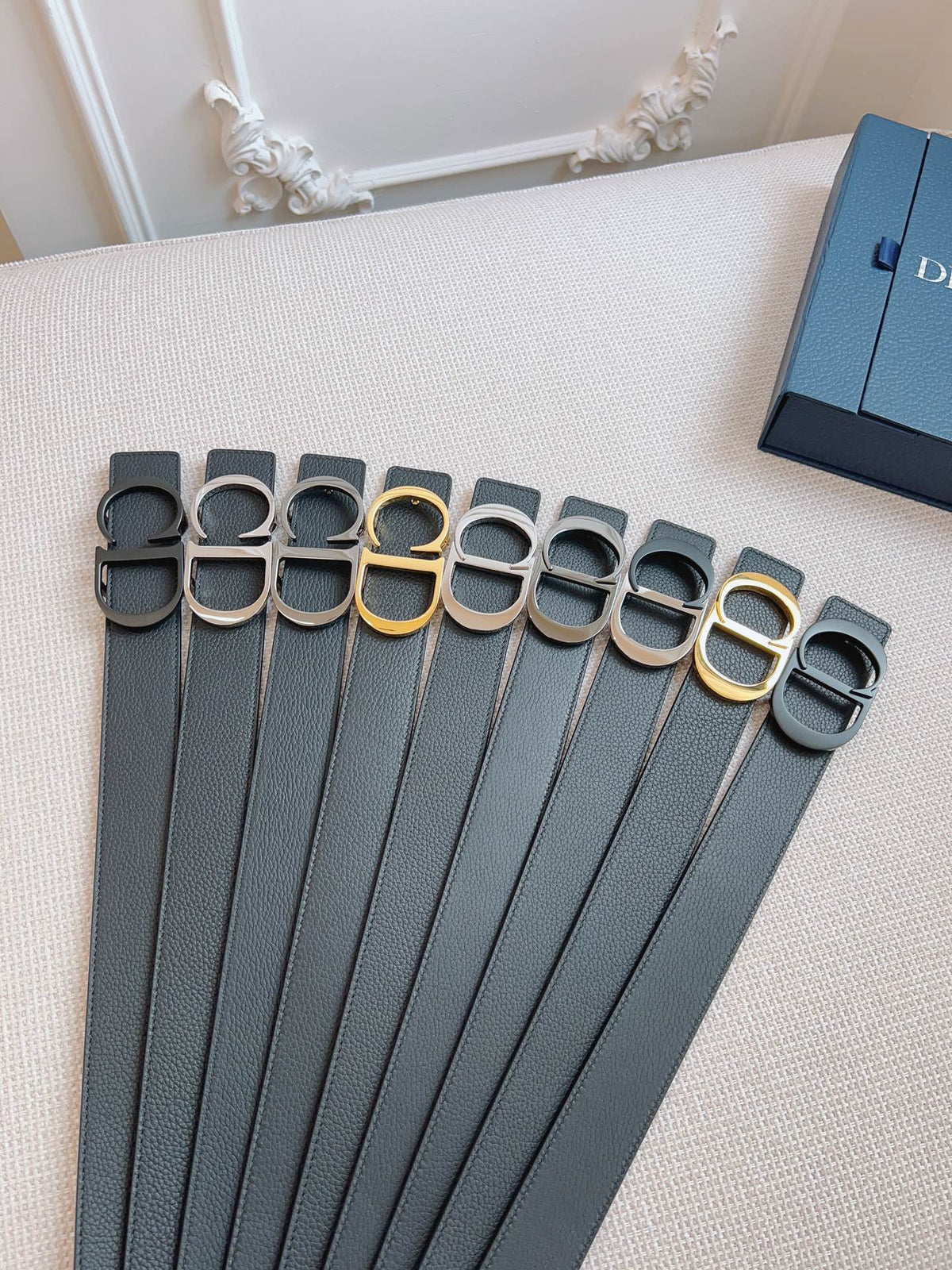 CD Belt 35mm Black Blue Leather Black Buckle