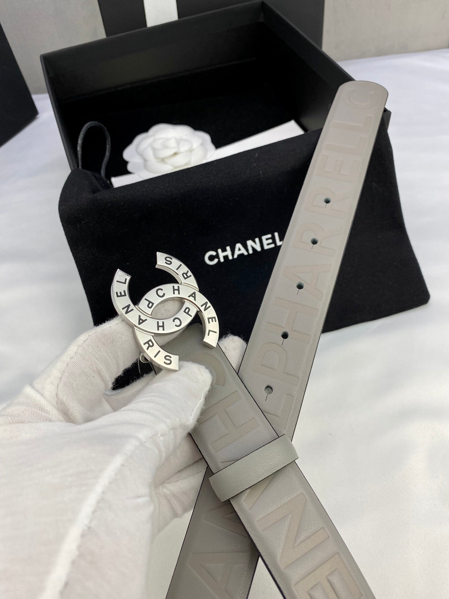 CC Women's Belt 3.0CM Charcoal Grey Cowhide 586500
