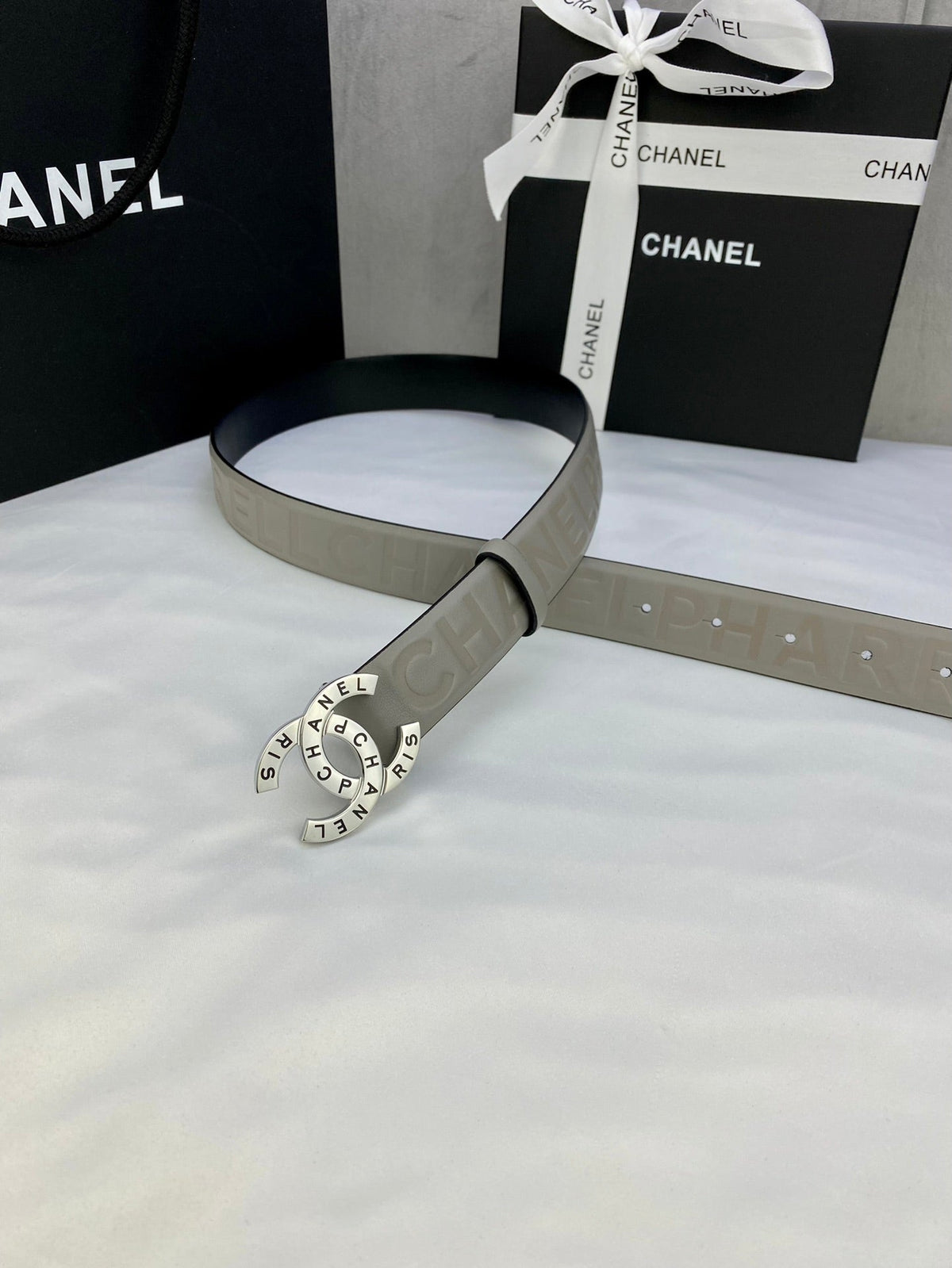 CC Women's Belt 3.0CM Charcoal Grey Cowhide 586500