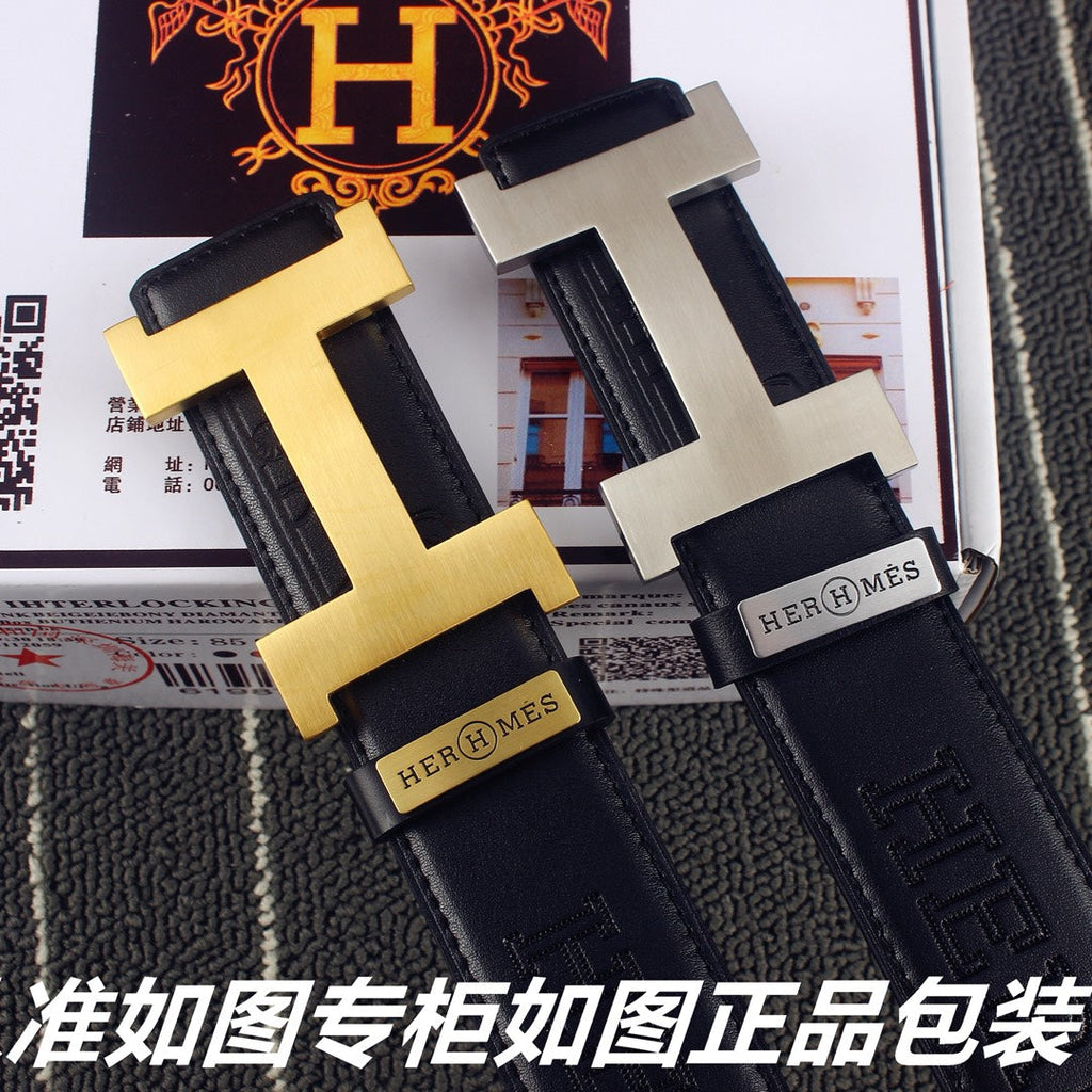 HM Constance Belt 38mm Black Calfskin Sliver Buckle 619960