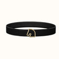 BOUCLE BELT BUCKLE & REVERSIBLE BLACK AND WHITE LEATHER STRAP 38MM GOLD HARDWARE