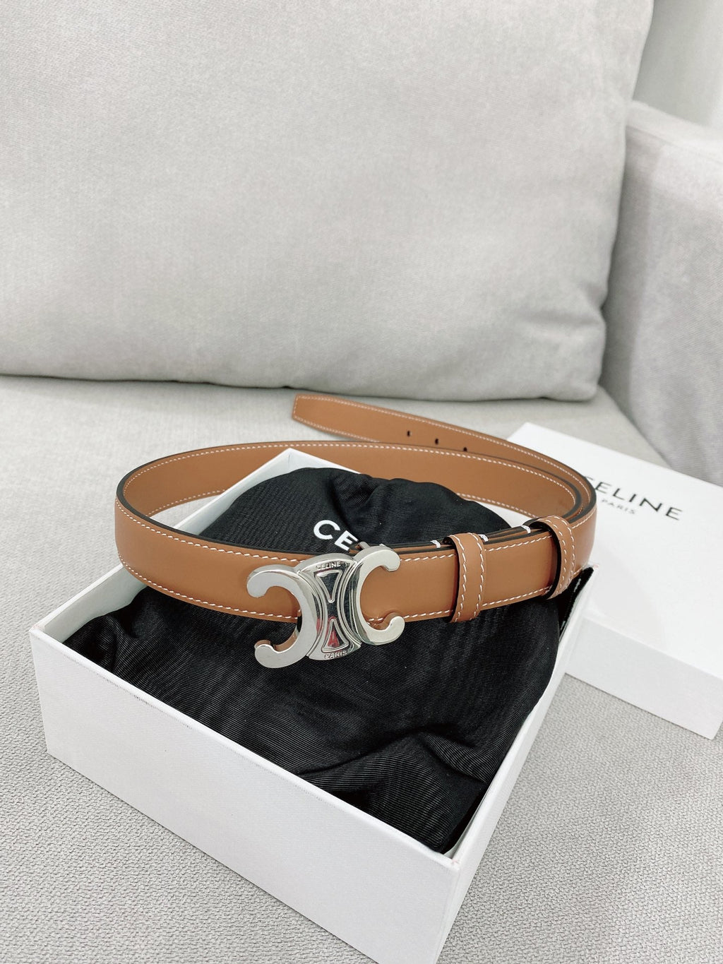 CL Sliver 25mm Triomphe Enamel Monogram Brown Calfskin 580678