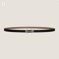 HM GAMMA BUCKLE & REVERSIBLE KHAKI BROWN AND BLACK LEATHER STRAP 13MM SILVER HARDWARE