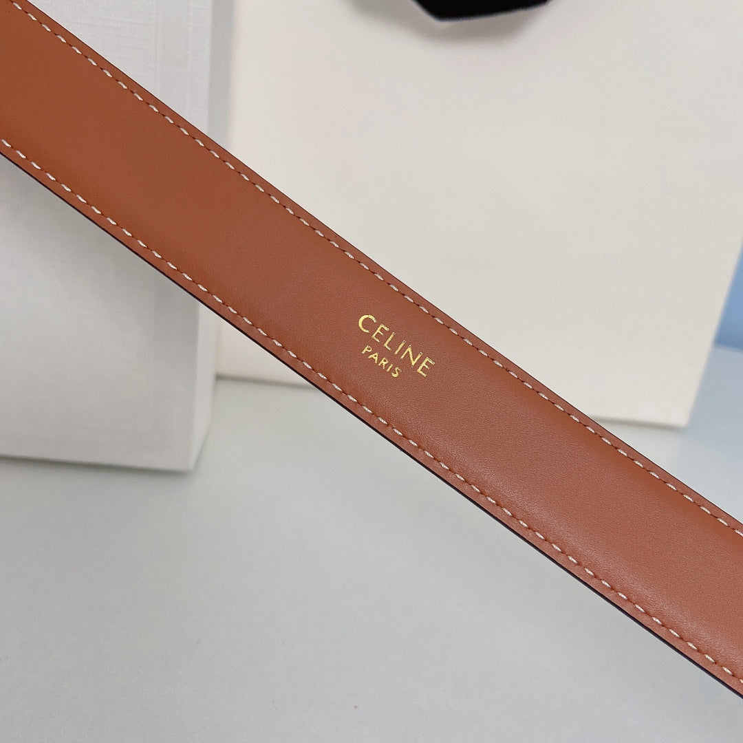 Medium Spike Belt 25mm Tan Calfskin Loop Gold Ghw