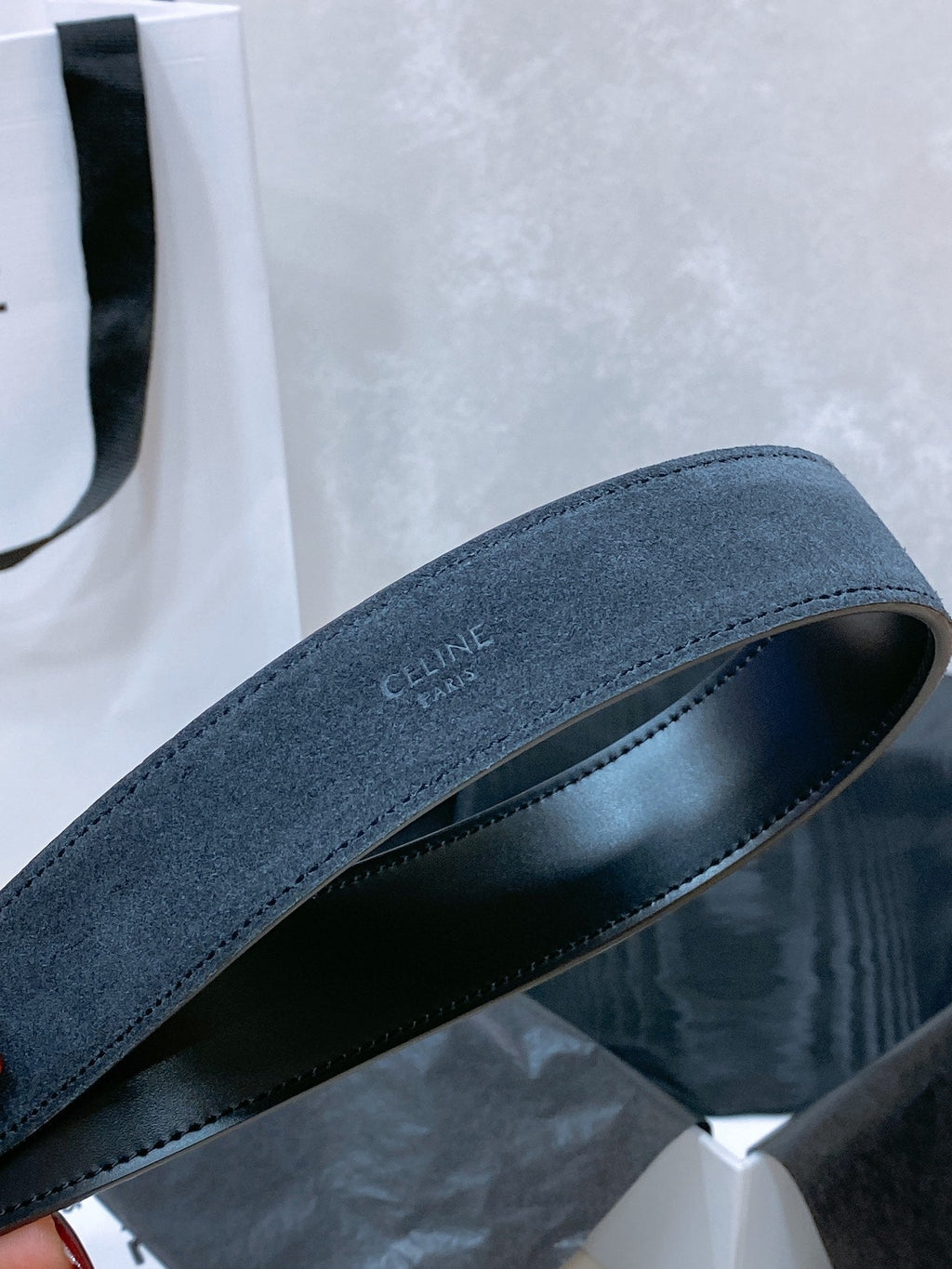 CEL Gold Buckle Belt 30mm Black Calfskin 176403