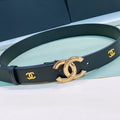 CC WOMEN'S BELT 30MM BUCKLE PINK GOLD LEATHER BLACK