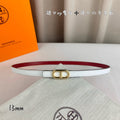 HM MAILLON H BELT BUCKLE & REVERSIBLE WHITE LEATHER STRAP 13 MM GOLD HARDWARE