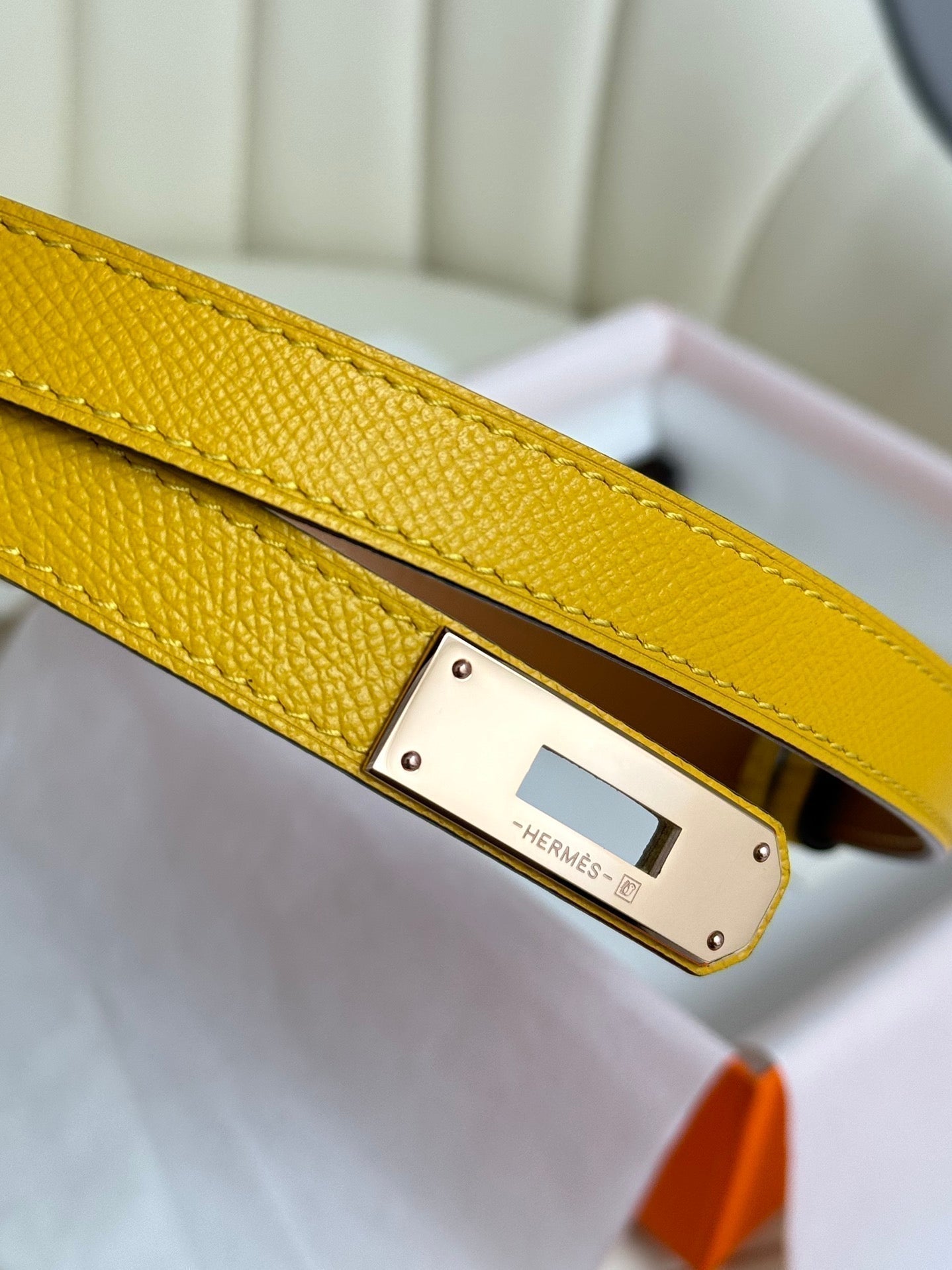 HM Kelly Belt 18mm Dark Yellow Epsom Leather