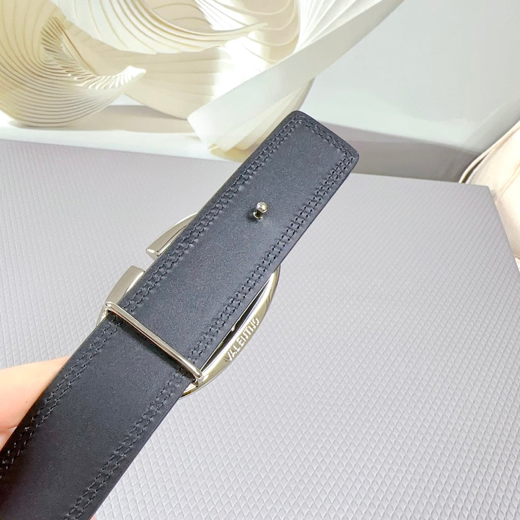 The Bold Edition Belt 34mm Black Calfskin Silver Buckle