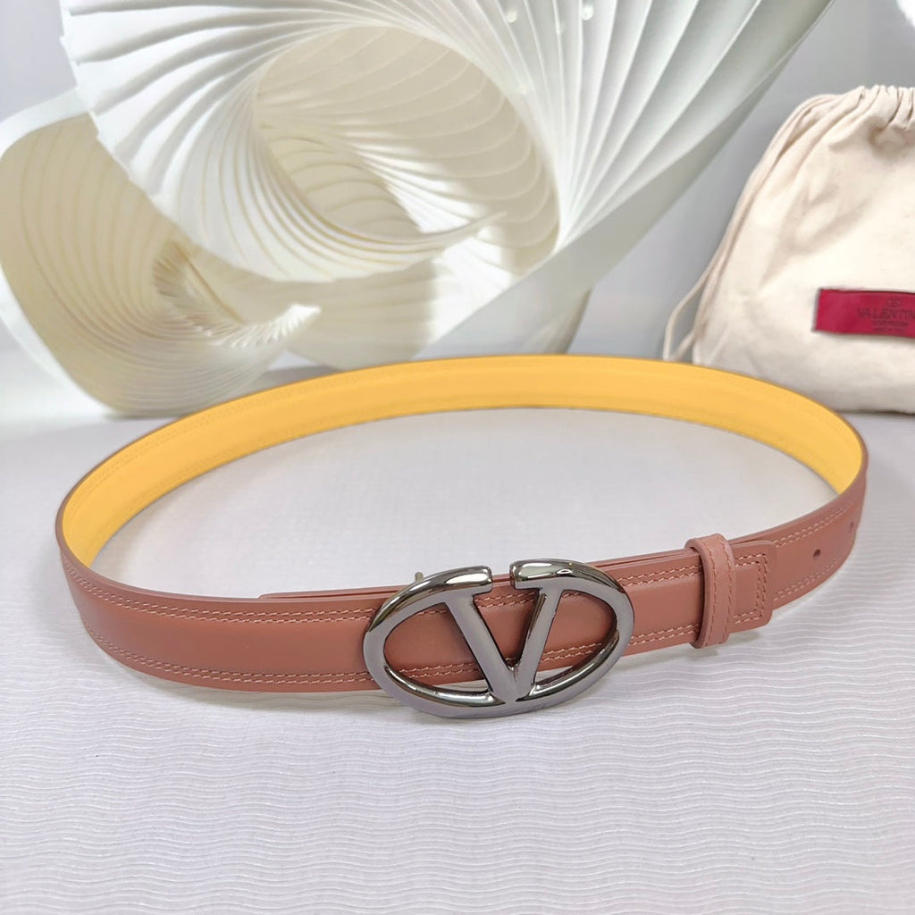 The Bold Edition Belt 30mm Brown Yellow Calfskin Black Buckle
