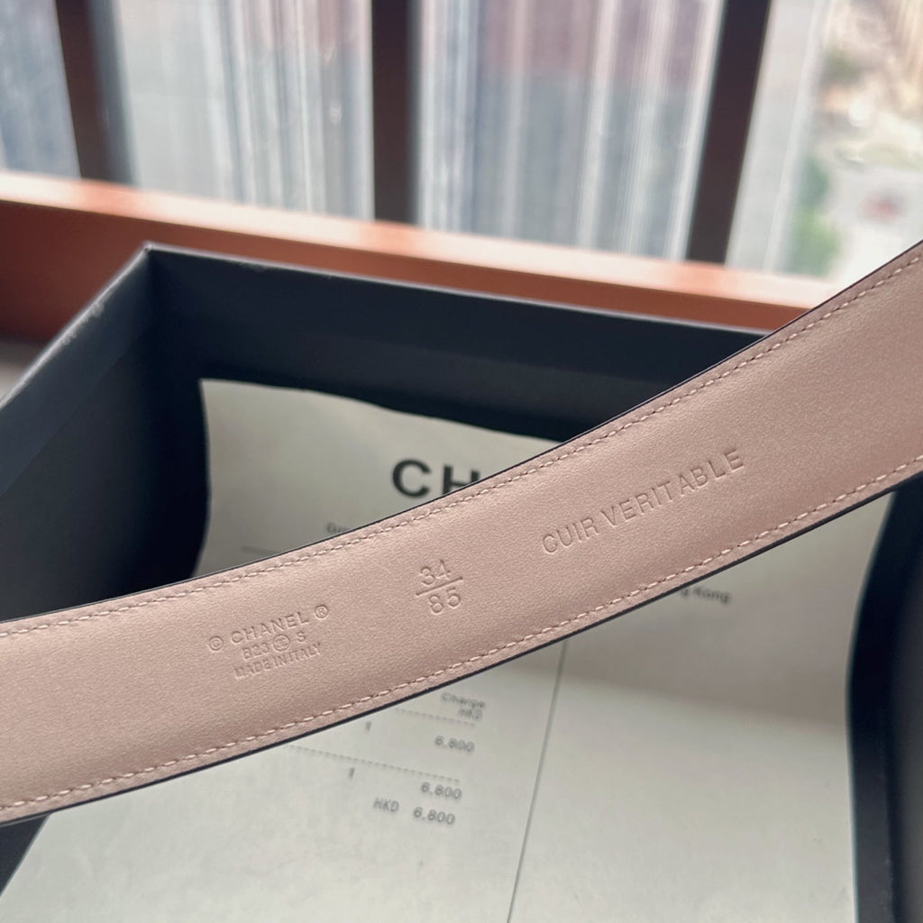 CC Belt 3cm Burgundy Sliver Cowhide 202809