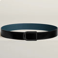 HM Jockey Buckle Belt 38mm Prussian blue Black Leather 187521