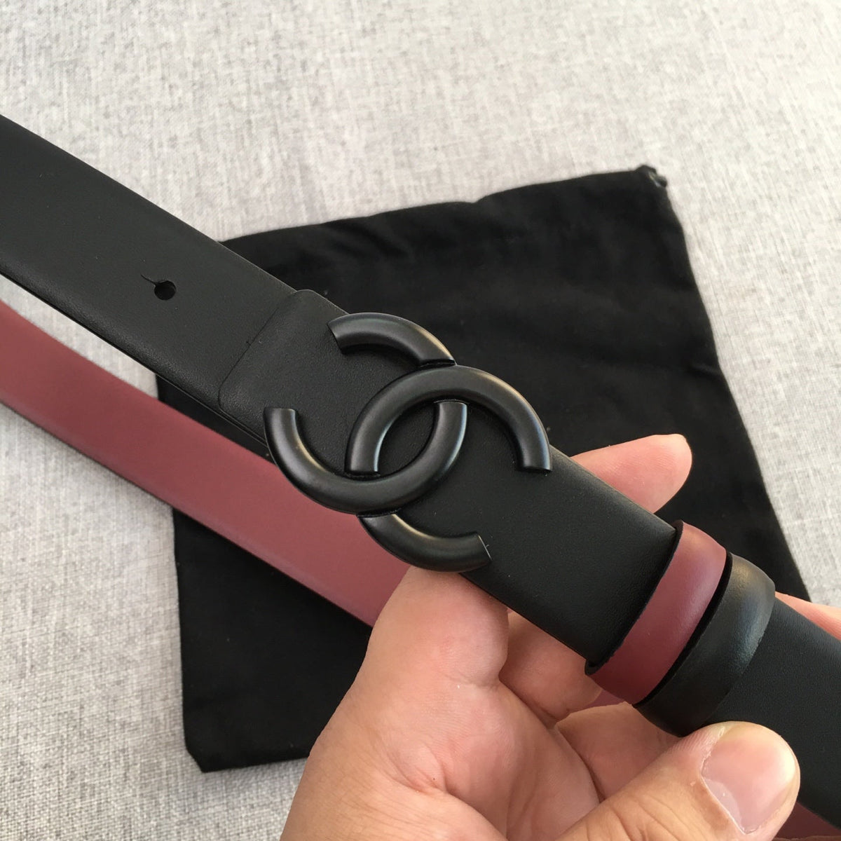 CC 2022 3.0cm Reversible Black Belt Calfskin Black Burgundy Calfskin